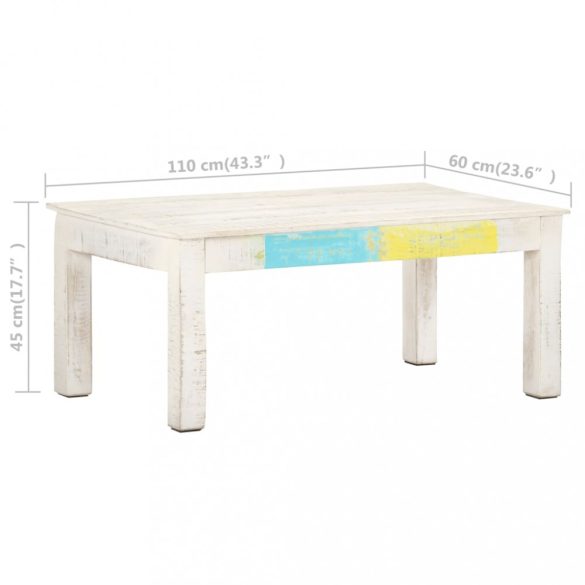 fehér tömör mangófa dohányzóasztal 110 x 60 x 45 cm