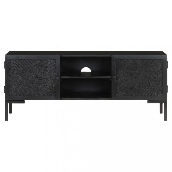 fekete tömör mangófa TV-szekrény 115 x 30 x 46 cm