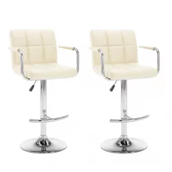 2 db krémszínű műbőr bárszék
