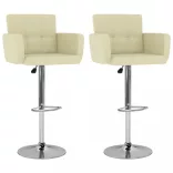 2 db krémszínű műbőr bárszék