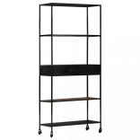 nyers mangófa és vas könyvszekrény 80 x 35 x 180 cm