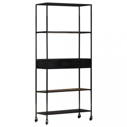 nyers mangófa és vas könyvszekrény 80 x 35 x 180 cm