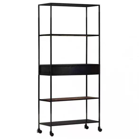 nyers mangófa és vas könyvszekrény 80 x 35 x 180 cm