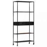 nyers mangófa és vas könyvszekrény 80 x 35 x 180 cm