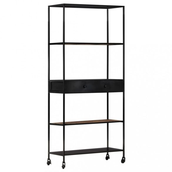 nyers mangófa és vas könyvszekrény 80 x 35 x 180 cm