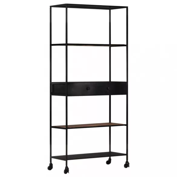 nyers mangófa és vas könyvszekrény 80 x 35 x 180 cm