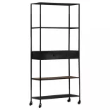 nyers mangófa és vas könyvszekrény 80 x 35 x 180 cm