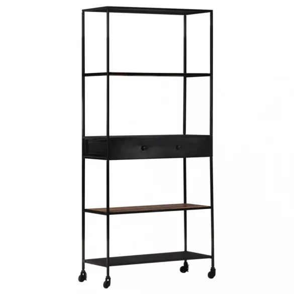 nyers mangófa és vas könyvszekrény 80 x 35 x 180 cm