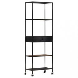 nyers mangófa és vas könyvszekrény 60 x 35 x 180 cm