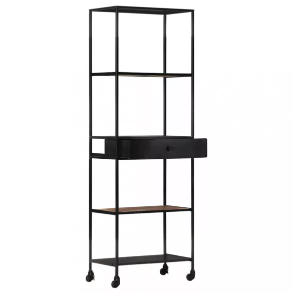 nyers mangófa és vas könyvszekrény 60 x 35 x 180 cm