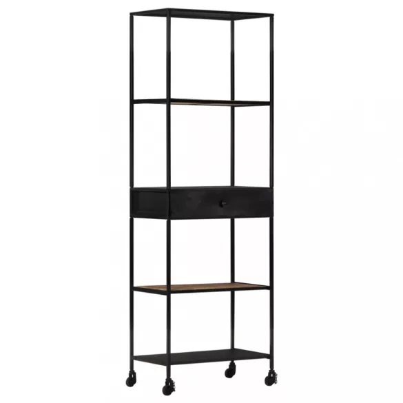 nyers mangófa és vas könyvszekrény 60 x 35 x 180 cm