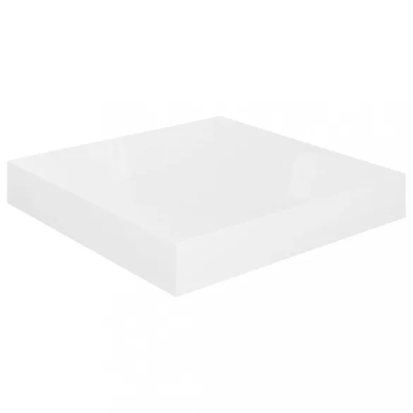 2 db magasfényű fehér MDF lebegő fali polc 23 x 23,5 x 3,8 cm