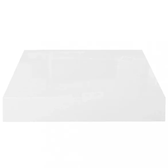 2 db magasfényű fehér MDF lebegő fali polc 23 x 23,5 x 3,8 cm