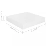 2 db magasfényű fehér MDF lebegő fali polc 23 x 23,5 x 3,8 cm
