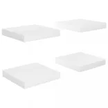 4 db magasfényű fehér MDF lebegő fali polc 23 x 23,5 x 3,8 cm