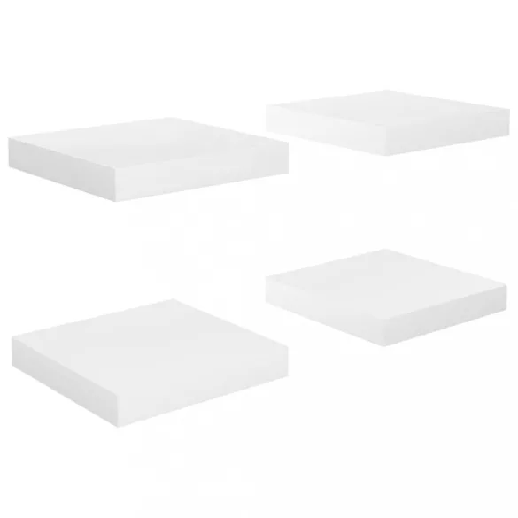 4 db magasfényű fehér MDF lebegő fali polc 23 x 23,5 x 3,8 cm
