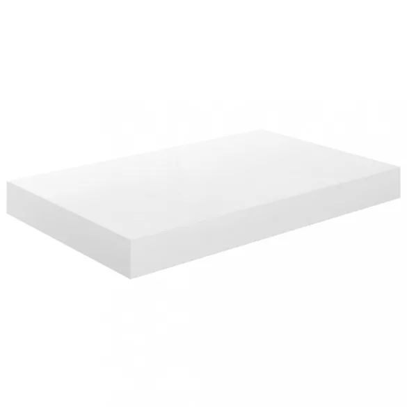 2 db magasfényű fehér MDF lebegő fali polc 40 x 23 x 3,8 cm