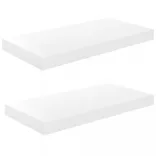 2 db magasfényű fehér MDF lebegő fali polc 50 x 23 x 3,8 cm