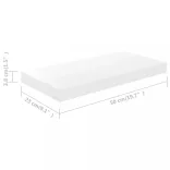 4 db magasfényű fehér MDF lebegő fali polc 50 x 23 x 3,8 cm