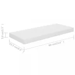 magasfényű fehér MDF lebegő fali polc 60 x 23,5 x 3,8 cm