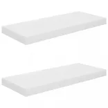 2 db magasfényű fehér MDF lebegő fali polc 60 x 23,5 x 3,8 cm