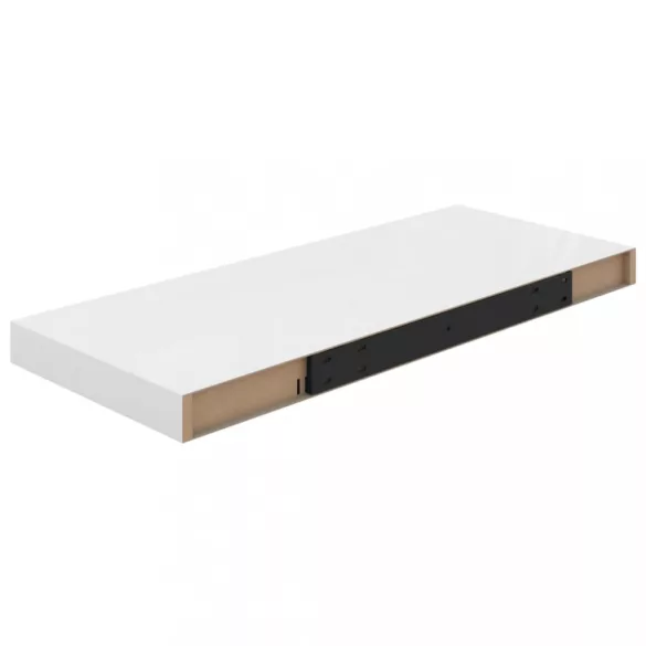 2 db magasfényű fehér MDF lebegő fali polc 60 x 23,5 x 3,8 cm