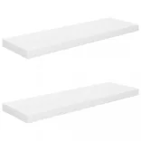 2 db magasfényű fehér MDF lebegő fali polc 80 x 23,5 x 3,8 cm