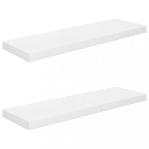 2 db magasfényű fehér MDF lebegő fali polc 80 x 23,5 x 3,8 cm