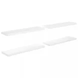 4 db magasfényű fehér MDF lebegő fali polc 90 x 23,5 x 3,8 cm