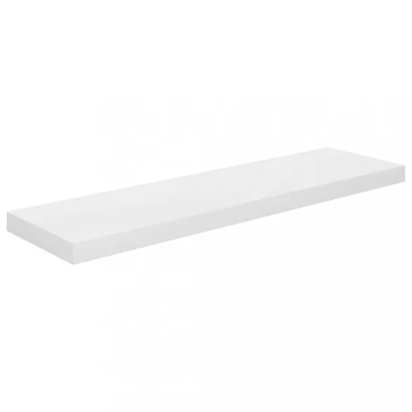 4 db magasfényű fehér MDF lebegő fali polc 90 x 23,5 x 3,8 cm