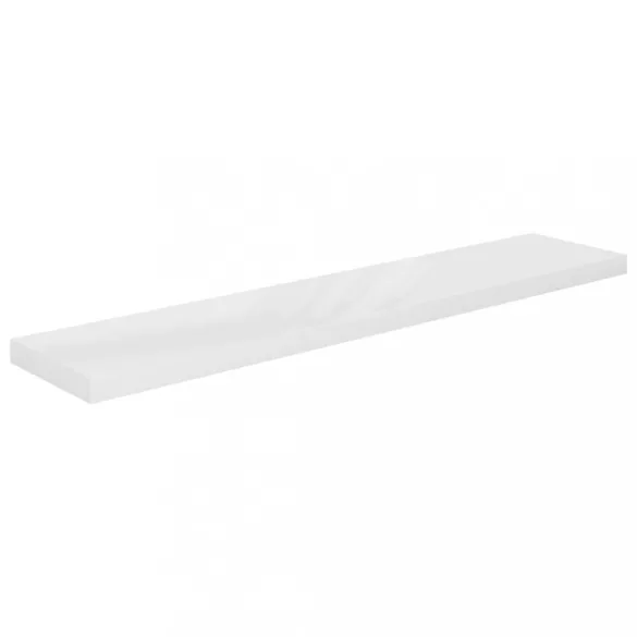magasfényű fehér MDF lebegő fali polc 120 x 23,5 x 3,8 cm