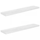 2 db magasfényű fehér MDF lebegő fali polc 120 x 23,5 x 3,8 cm