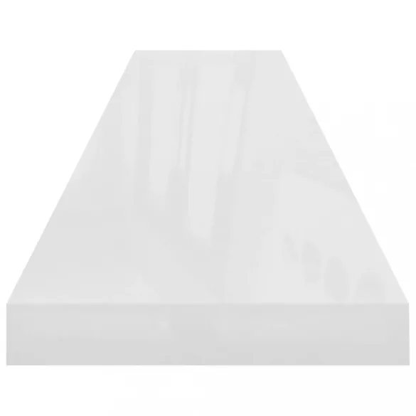 2 db magasfényű fehér MDF lebegő fali polc 120 x 23,5 x 3,8 cm