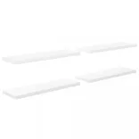 4 db magasfényű fehér MDF lebegő fali polc 120 x 23,5 x 3,8 cm