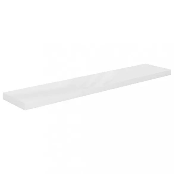 4 db magasfényű fehér MDF lebegő fali polc 120 x 23,5 x 3,8 cm