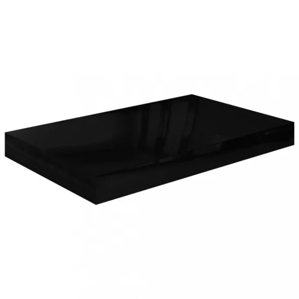 magasfényű fekete MDF lebegő fali polc 40 x 23 x 3,8 cm