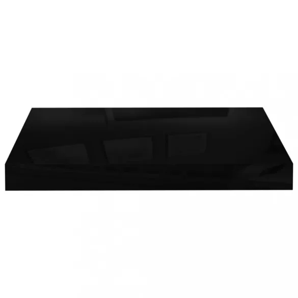 2 db magasfényű fekete MDF lebegő fali polc 40 x 23 x 3,8 cm