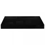 4 db magasfényű fekete MDF lebegő fali polc 40 x 23 x 3,8 cm