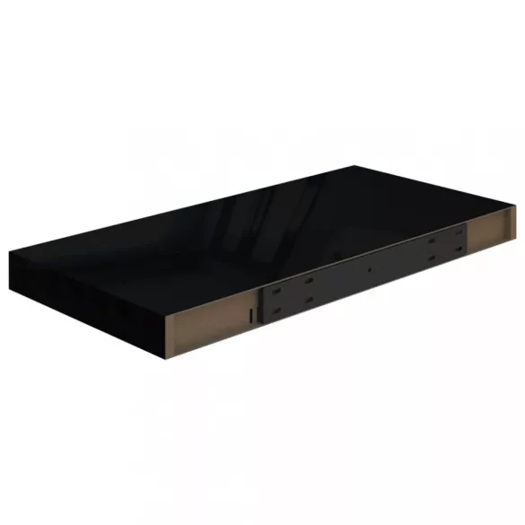 magasfényű fekete MDF lebegő fali polc 50 x 23 x 3,8 cm