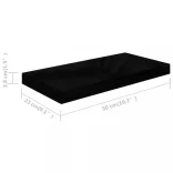 magasfényű fekete MDF lebegő fali polc 50 x 23 x 3,8 cm