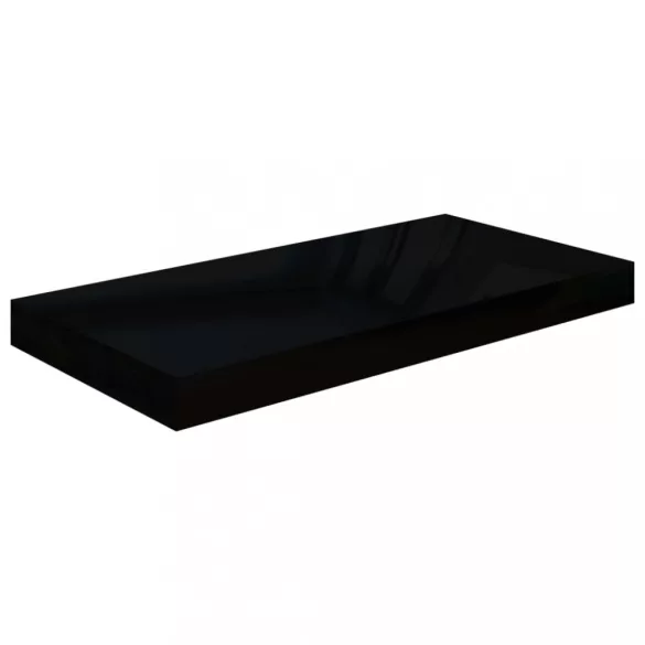 2 db magasfényű fekete MDF lebegő fali polc 50 x 23 x 3,8 cm