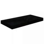 4 db magasfényű fekete MDF lebegő fali polc 50 x 23 x 3,8 cm