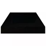 4 db magasfényű fekete MDF lebegő fali polc 50 x 23 x 3,8 cm