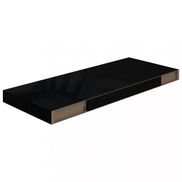 magasfényű fekete MDF lebegő fali polc 60 x 23,5 x 3,8 cm