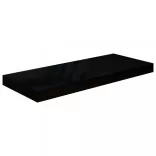 2 db magasfényű fekete MDF lebegő fali polc 60 x 23,5 x 3,8 cm