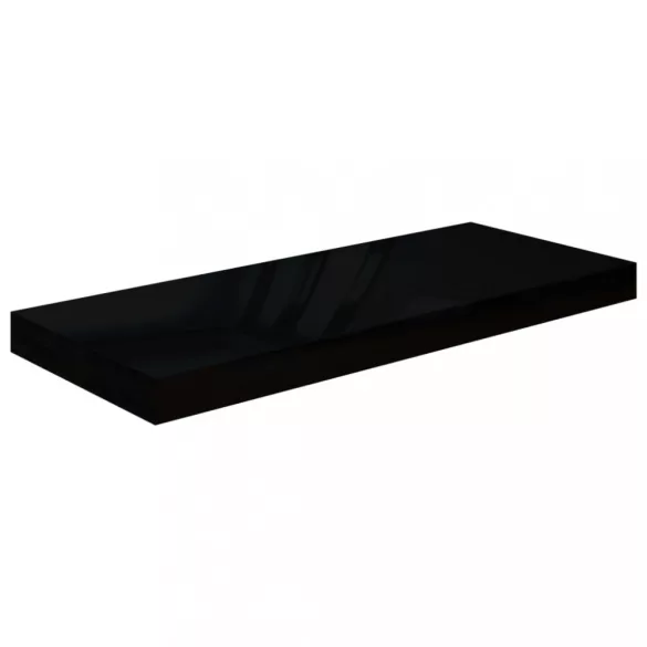 2 db magasfényű fekete MDF lebegő fali polc 60 x 23,5 x 3,8 cm