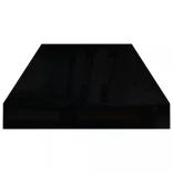 4 db magasfényű fekete MDF lebegő fali polc 60 x 23,5 x 3,8 cm
