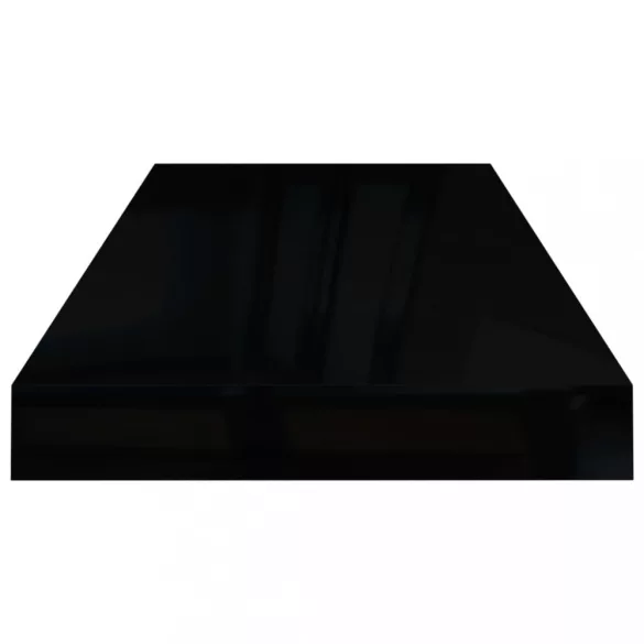 4 db magasfényű fekete MDF lebegő fali polc 60 x 23,5 x 3,8 cm