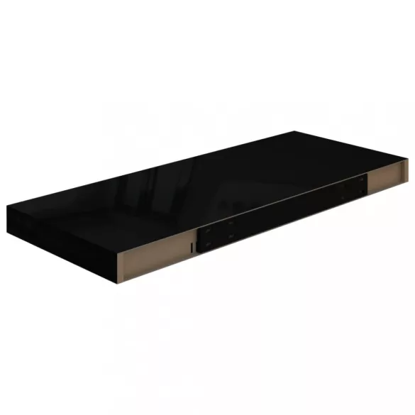 4 db magasfényű fekete MDF lebegő fali polc 60 x 23,5 x 3,8 cm