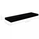 2 db magasfényű fekete MDF lebegő fali polc 80 x 23,5 x 3,8 cm